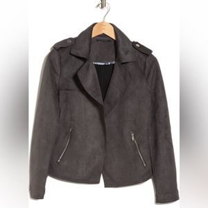 Faux suede crop moto jacket